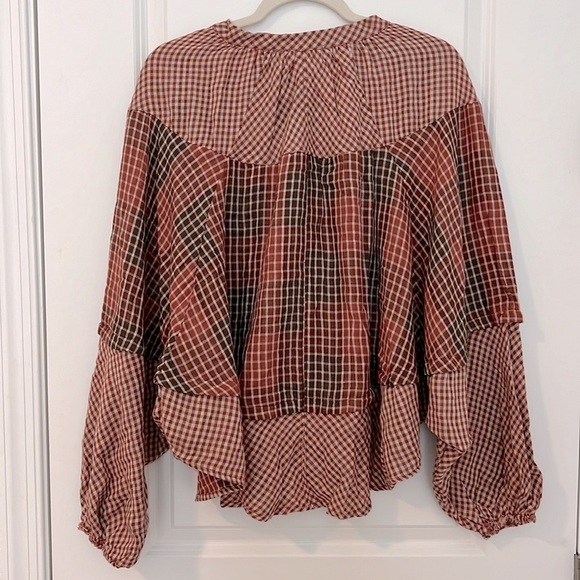 Oli & Hali Glory to the Day Plaid Peasant Dolman Boho Top Size Small - Picture 5 of 13